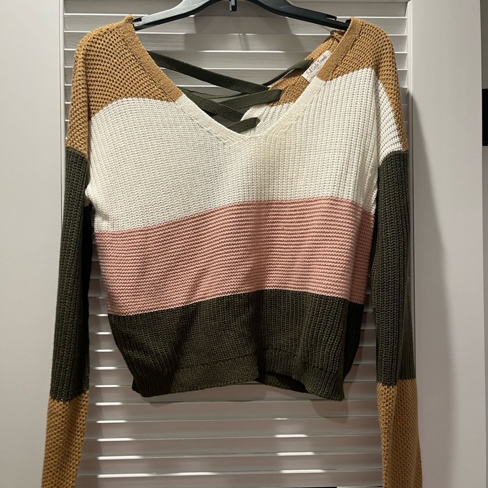 Colorblock V-Neck Sweater - WORN ONCE